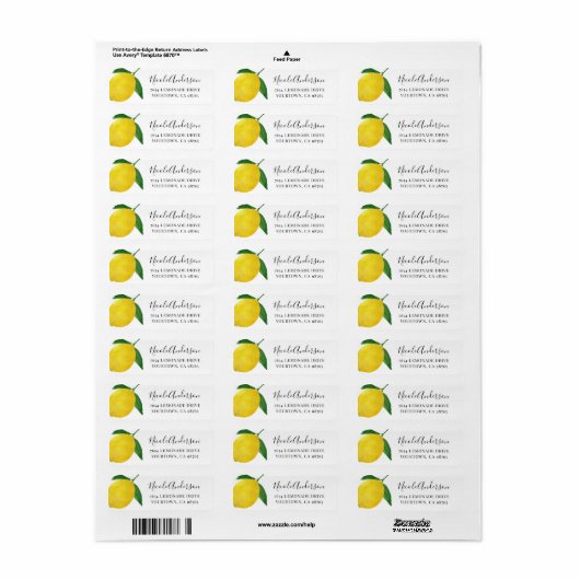 Fresh Lemon return address labes 06 Etiket (Full Sheet)