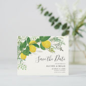 Fresh Lemon Save the Date Invitation Briefkaart (Staand voorkant)