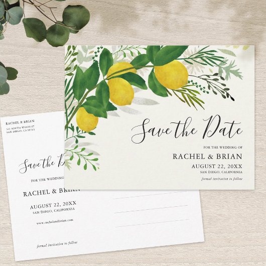 Fresh Lemon Save the Date Invitation Briefkaart