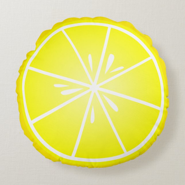 Fresh Lemon Slice Rond Kussen (Voorkant)