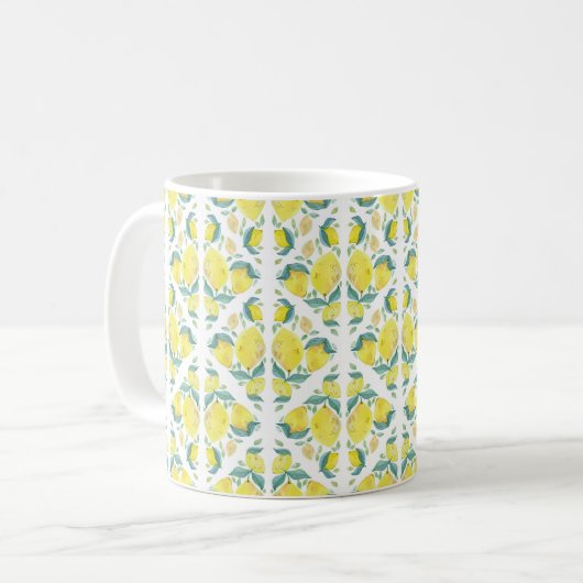 Fresh Lemon Watercolor Pattern Koffiemok (Voorkant links)