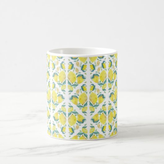 Fresh Lemon Watercolor Pattern Koffiemok (Center)