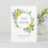 Fresh Lemon Wedding Love and Bedankt Kaart (Staand voorkant)