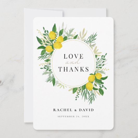 Fresh Lemon Wedding Love and Bedankt Kaart (Voorkant)