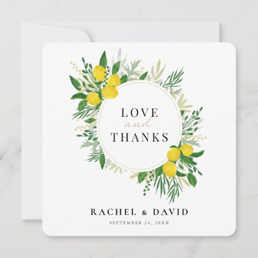 Fresh Lemon Wedding Love and Bedankt Kaart (Voorkant)