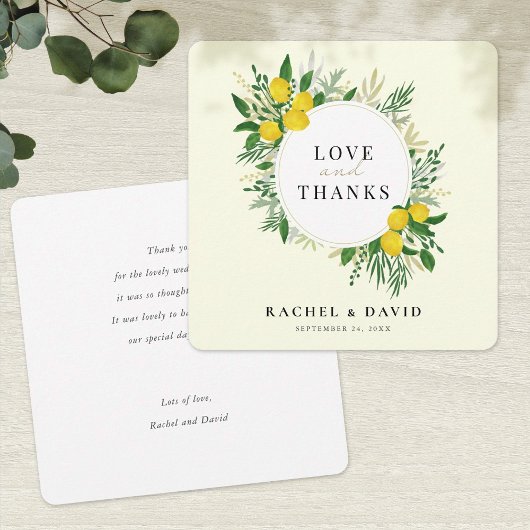 Fresh Lemon Wedding Love and Bedankt Kaart