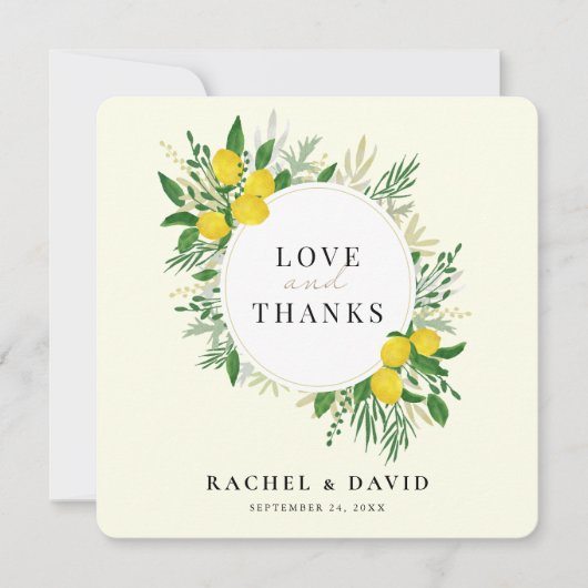 Fresh Lemon Wedding Love and Bedankt Kaart (Voorkant)