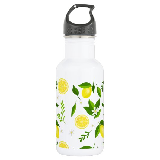 Fresh lemons with flowers and leaves waterfles (Voorkant)