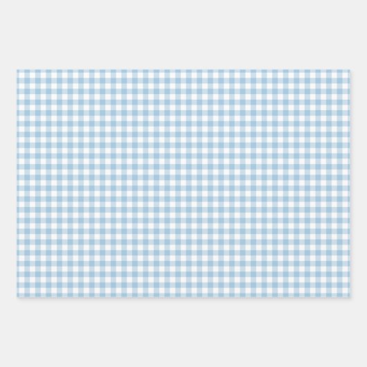 Fresh Light Blue Gingham Check Pattern Inpakpapier Vel (Voorkant 3)