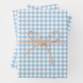 Fresh Light Blue Gingham Check Pattern Inpakpapier Vel (In situ)