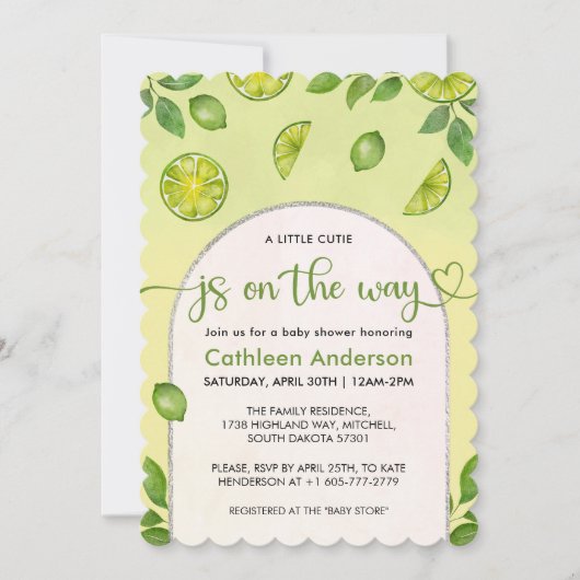 Fresh Limoen Citrus Genderneutraal Baby shower Kaart (Voorkant)