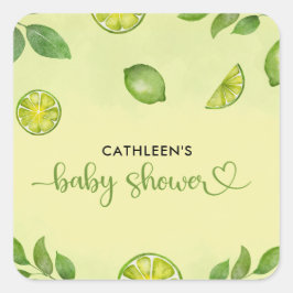 Fresh Limoen Citrus Genderneutraal Baby shower Vierkante Sticker