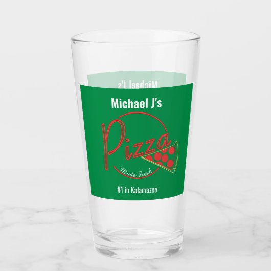 Fresh Made Pizza Pizzeria Beer Glass Glas (Voorkant)