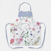 Fresh Meadow Flowers Wit Licht Blauw Schort (Voorkant)