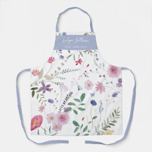 Fresh Meadow Flowers Wit Licht Blauw Schort
