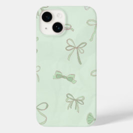 Fresh Mint Bow Pattern Case-Mate iPhone 14 Hoesje