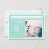 Fresh Mint Footprint Photo Birth Announge Aankondiging (Voorkant)