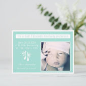 Fresh Mint Footprint Photo Birth Announge Aankondiging (Staand voorkant)