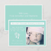 Fresh Mint Footprint Photo Birth Announge Aankondiging (Voorkant / Achterkant)