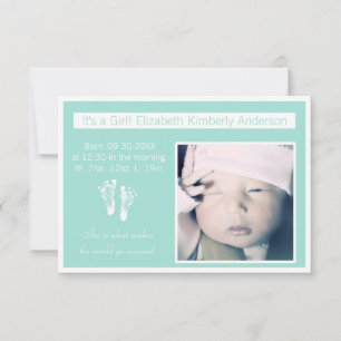 Fresh Mint Footprint Photo Birth Announge Aankondiging