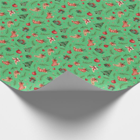 Fresh Mint Green Christmas Wrapping Paper - Festiv Cadeaupapier (Hoek)