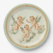 Fresh Mint Rococo Cherub Cloud Party Bord (Voorkant)