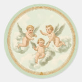 Fresh Mint Rococo Cherub Cloud Ronde Sticker (Voorkant)
