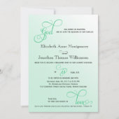 Fresh Mint Script God is Love Christelijk Wedding Kaart (Voorkant)
