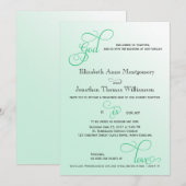 Fresh Mint Script God is Love Christelijk Wedding Kaart (Voorkant / Achterkant)