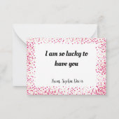 fresh modern personalized design red hearts notitiekaartje (Achterkant)