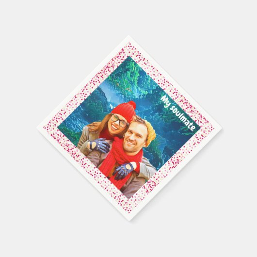 fresh modern personalized design red hearts servet (Hoek)