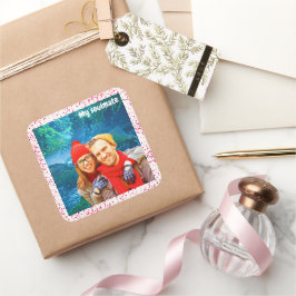 fresh modern personalized design red hearts vierkante sticker