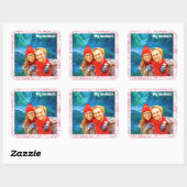 fresh modern personalized design red hearts vierkante sticker (Vel)