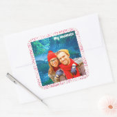fresh modern personalized design red hearts vierkante sticker (Envelop)