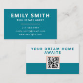 Fresh & Modern Real Estate Agent Realtor QR-code Visitekaartje (Voorkant / Achterkant)