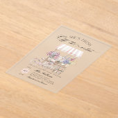 Fresh Off de markt Bloemenkar Vrijgezellenfeest Acryl Uitnodigingen (Laagn)