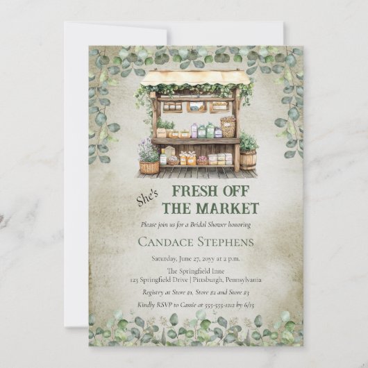 Fresh Off de markt Boerderij Stand Vrijgezellenfee Kaart (Voorkant)