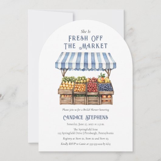 Fresh Off de markt Boerderij Stand Vrijgezellenfee Kaart (Voorkant)