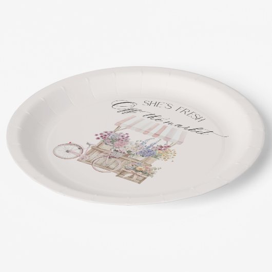 Fresh Off de Markt Boho Bloemenkar Bruid Papieren Bordje (Gekanteld)