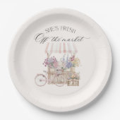 Fresh Off de Markt Boho Bloemenkar Bruid Papieren Bordje (Voorkant)