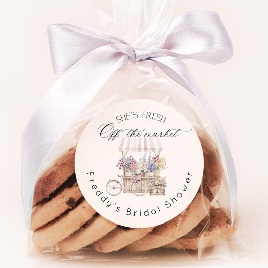 Fresh Off de Markt Boho Bloemenkar Bruid Ronde Sticker