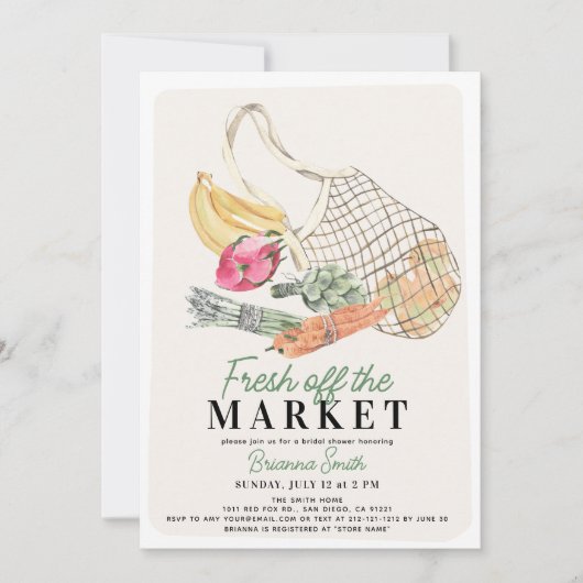 Fresh Off de Markt Franse Tas Vrijgezellenfeest Kaart (Voorkant)