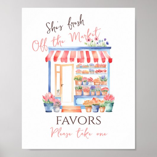 Fresh Off Market Floral Bridal Shower Favor Poster (Voorkant)