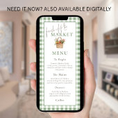 Fresh off Market Gingham Bridal Shower Menu Card Kaart