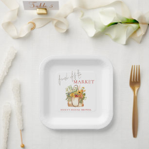 Fresh off the Market Bloemen Naam Vrijgezellenfees Papieren Bordje