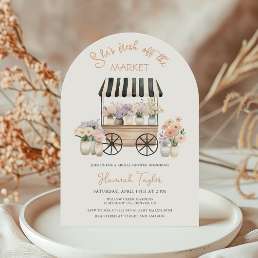 Fresh Off The Market Bloemenkar Vrijgezellenfeest Kaart