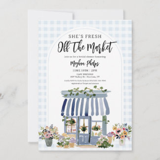 Fresh Off The Market Blue Floral Bridal Shower Kaart