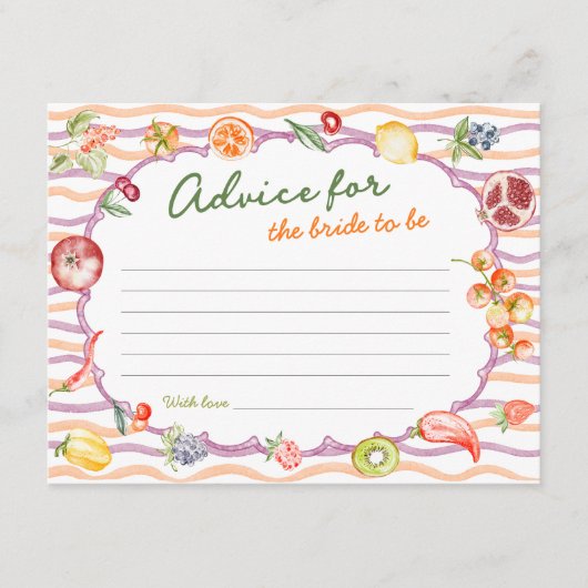 Fresh Off The Market Bridal Shower Advice Informatiekaartje (Voorkant)