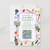 FRESH OFF THE MARKET Bridal Shower CUSTOM QR Code  RSVP Kaartje (Voorkant)