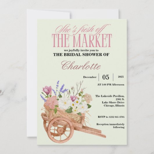 Fresh Off the Market Bridal Shower Floral Rustic Kaart (Voorkant)